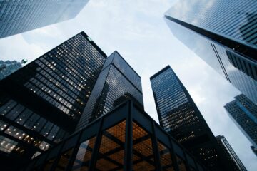 skyview of a few finance buildings